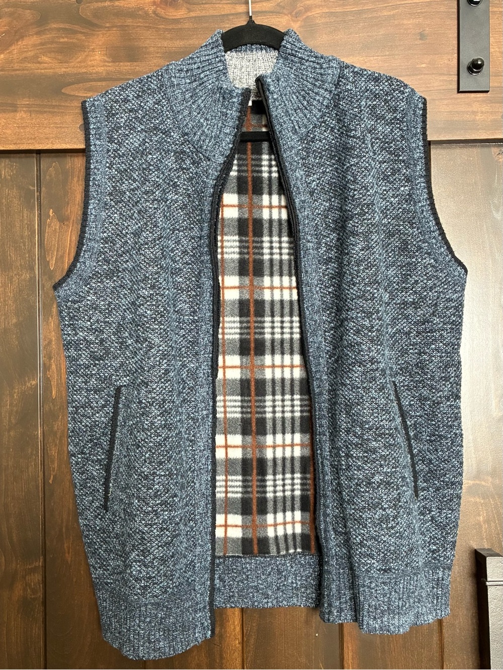 Men's Knit Zip-Front Vest - Blue